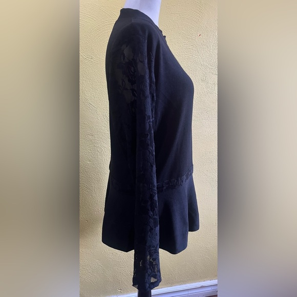 Peter Nygard Black Sweater w/ Lace On the Arms!! - Picture 8 of 12